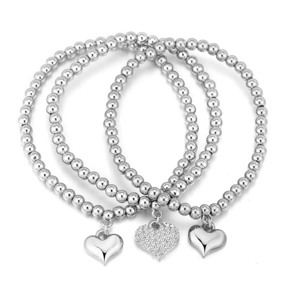 Модные стразы браслеты с подвесками в форме сердца и кристаллов золотые подвески