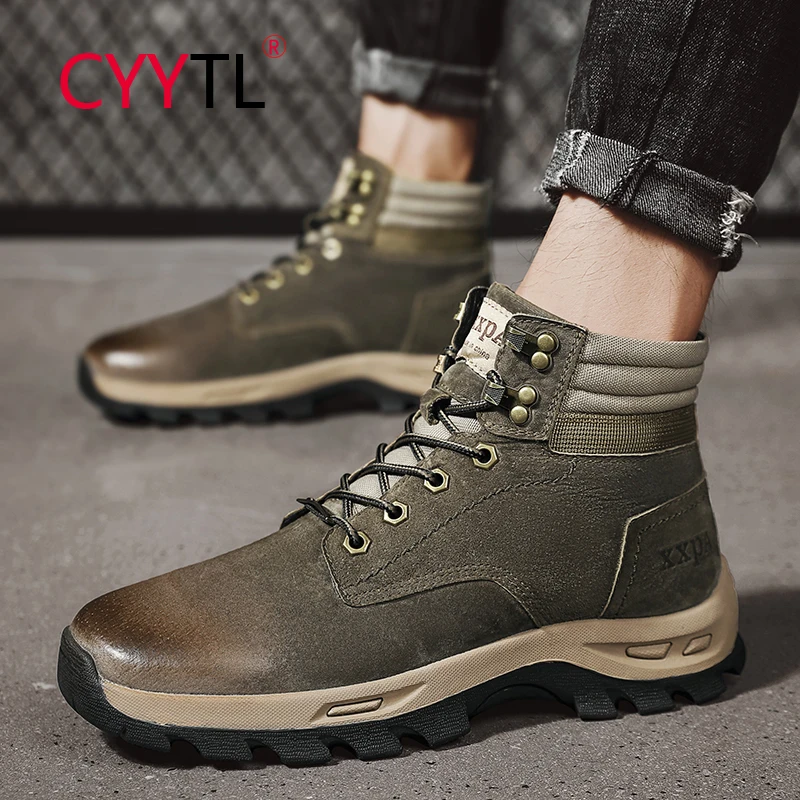 

CYYTL Men Military Tactical Boots Desert Combat Outdoor Army Hiking Leather Shoes Travel Male Ankle Work Walking Safety Botas