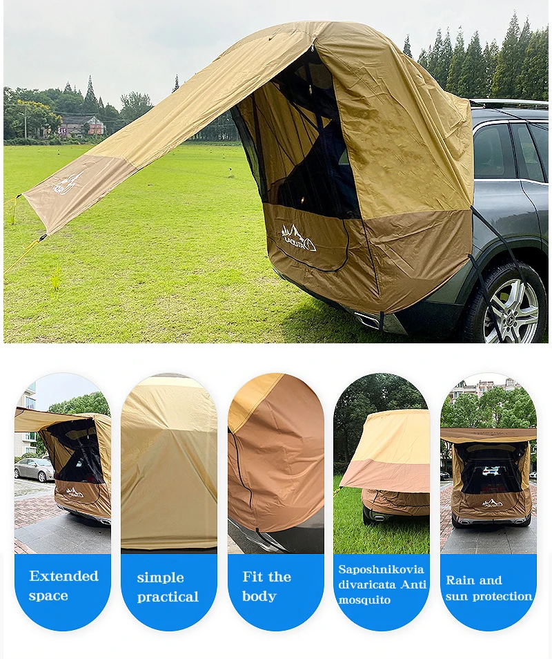 

Tent self driving barbecue camping car tail extension tent sunshade rainproof car travel tent trunk tent beach tent