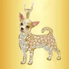 цепочка на шею женская ожерелье знак зодиака Изысканное модное ожерелье с подвеской в виде собаки чихуахуа с прозрачными и коричневыми Кристаллами Ожерелье для женщин подарок на день Святого Валентина ожерелье Nec