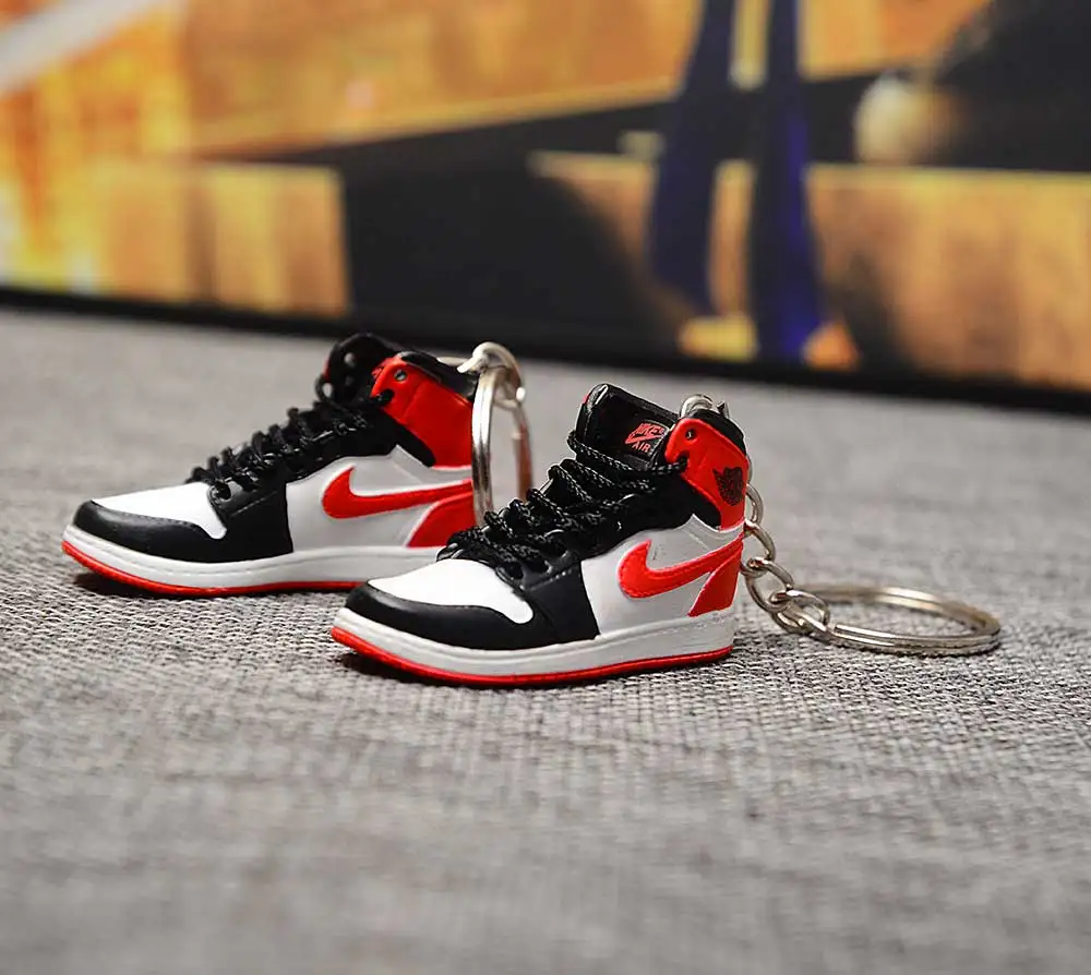 a pair w metal ring Дропшиппинг тапки обуви брелок 1 3D мини-кроссовки "OW CHICAGO" Спортивная обувь тапки брелки - Цвет: a pair w metal ring