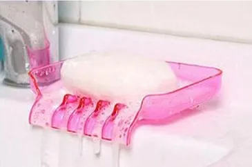 pink 1 шт Водопад пластиковая мыльница аксессуары для ванной комнаты дренаж для мыла коробка для душа мыльница слив кухонный держатель для губки в раковину - Цвет: pink