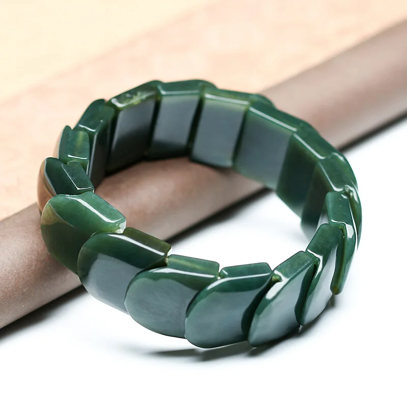 

Natural Xinjiang Hetian Qing Jade Bracelets Lucky Amulet Square Bracelet Real Jades Bangles For Women Men Gift Drop Shipping