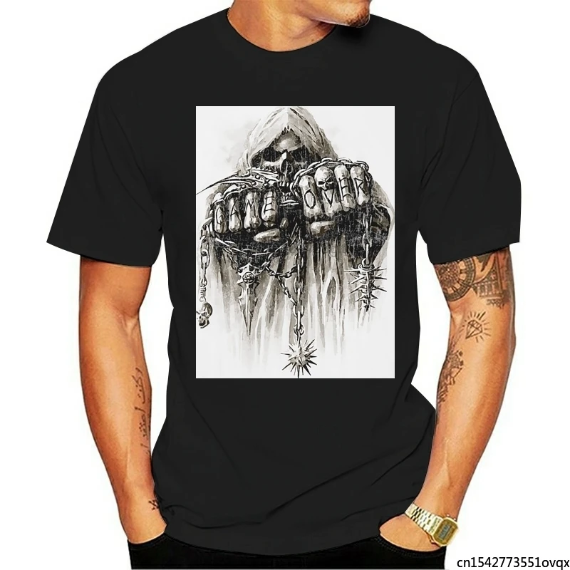 

T Shirt Men Fashion Summer Short Sleeves Game Over Sensenmann Buchstaben Letters Skull Skeleton Unisex Tee