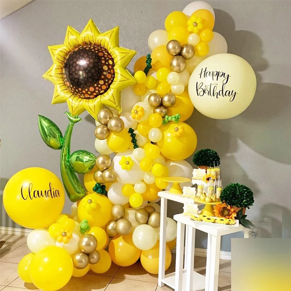 

80/108/144pcs Sunflower Balloons Garland Arch Kit Decoration FOR Birthday Wedding summer Party Kids Balloon Baby Shower Globals