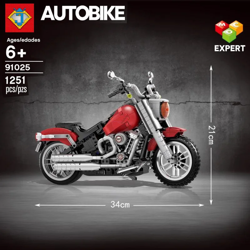 Мотоцикл Davieadson Fat Boy Technic 1251 шт. autobike строительный блок мотоциклетные игрушки