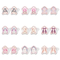 lovely cartoon girly pattern acrylic resin epoxy stud earrings for charm gift accessories
