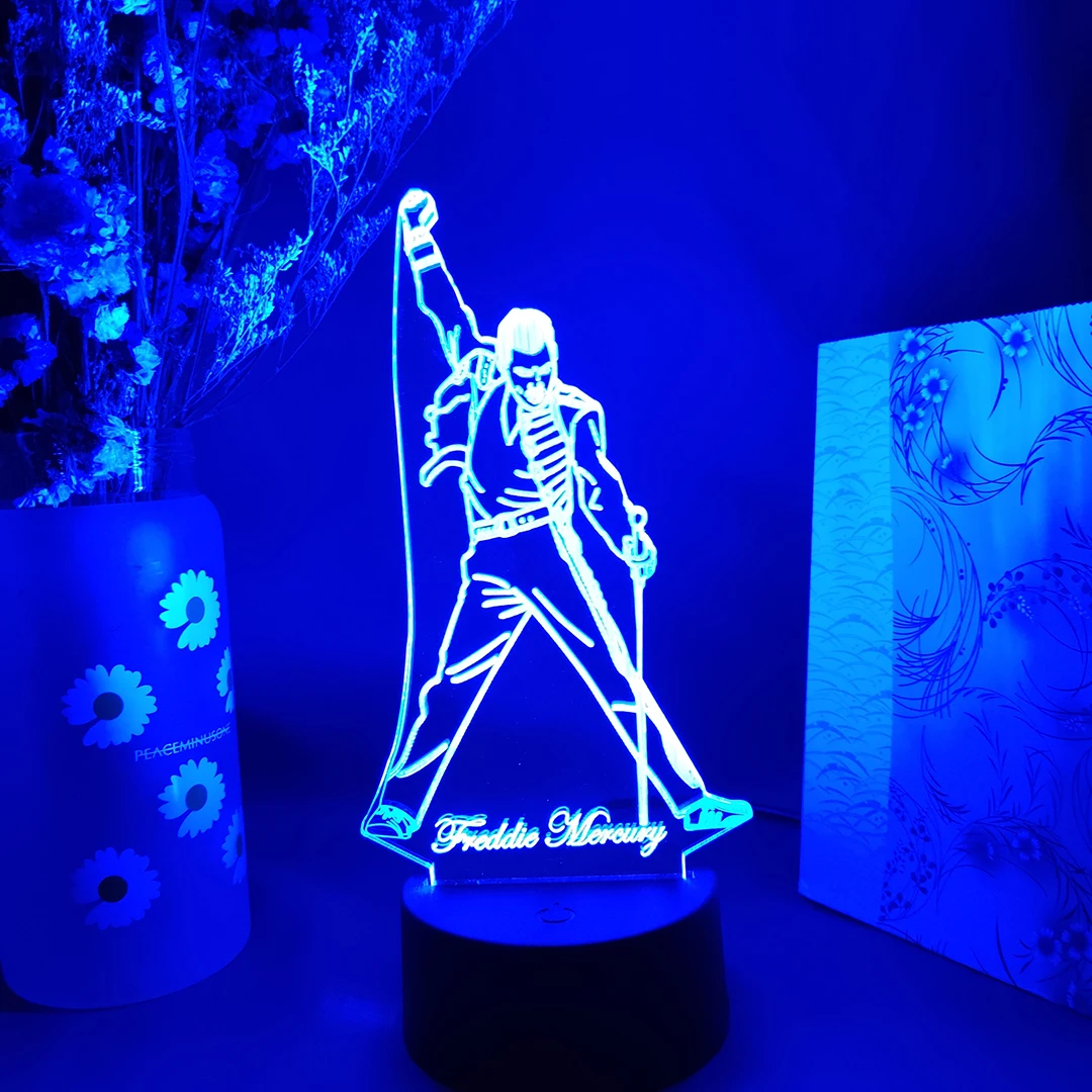 Freddie Mercury Live Concert Show Singing Silhouettes 3D Night Lamp Queen Band LED Sensor Lights Home Decoration Kids Xmas Gift images - 6