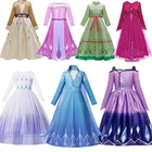 Оптовая продажа, одежда для детей, платье принцессы, костюм Снежной королевы с длинным рукавом, костюм Эльзы, Холодное сердце, нарядные платья Анны для Хэллоуина и вечеринки для девочек
