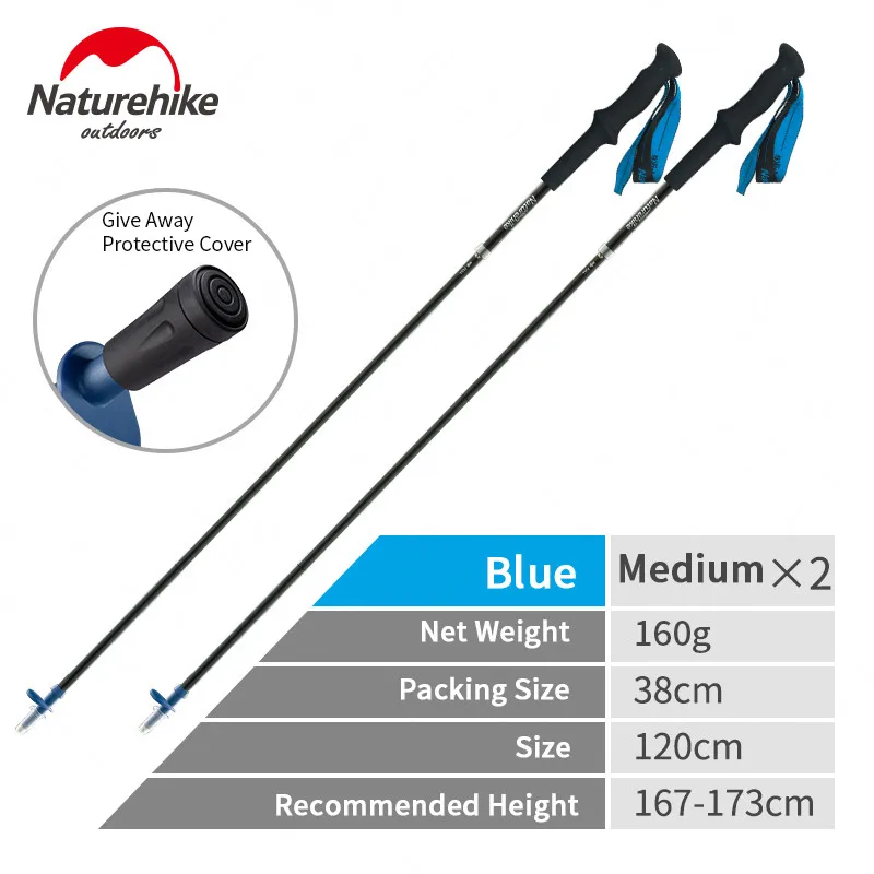 2 Pcs-Blue-120cm Naturehike 4-секционный трость ткань из углеродного волокна 150-170g Складная легкая обувь для трекинга полюса открытый Пеший Туризм треккинговые палки - Цвет: 2 Pcs-Blue-120cm