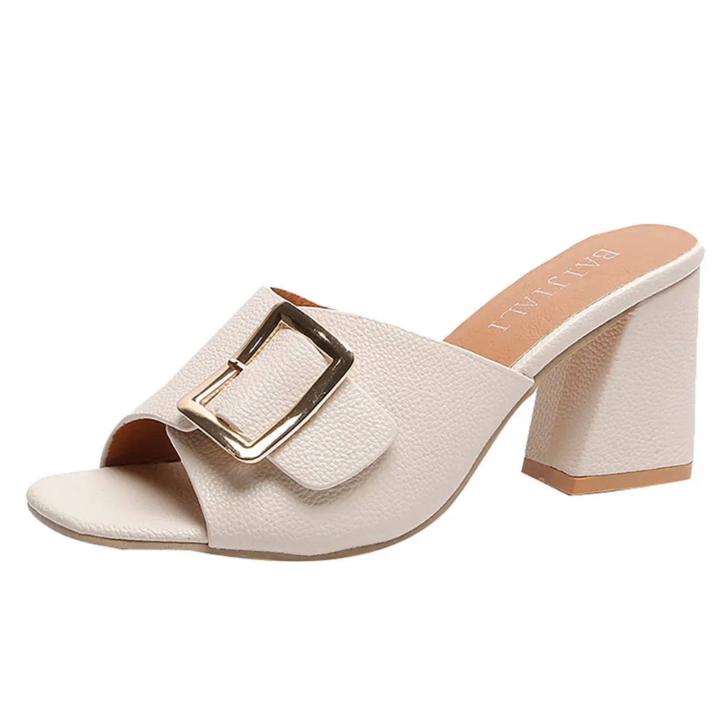 Фирменный дизайн женские шлепанцы с открытым носком на высоком каблуке модные