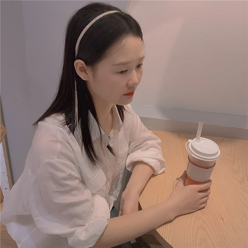 

Блестящие стразы кисточкой повязки для волос для женщин Хрустальная лента для волос темперамент висит, свадебные аксессуары для волос, юве...