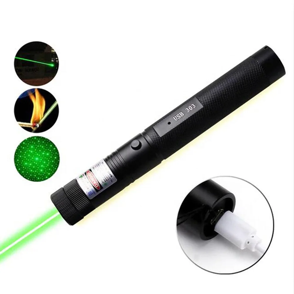 Зеленая лазерная указка с USB-зарядкой 303 мощный лазерный фонарь 5 МВт красной