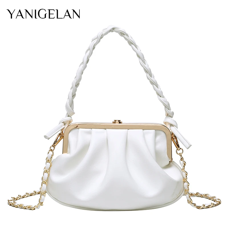 

High Quality PU Leather Handbags Solid Color Crossbody Pack Women's Bag Cloud Underarm Shoulder Female Bag 2021Sac De Luxe Femme
