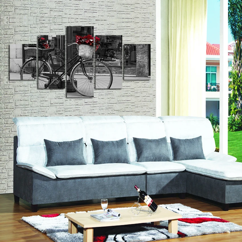 

Canvas Painting Frame Modular Picture Wall Art Home Decoration For Living Room Poster 5 Panel Bicycle Modern Printing Type