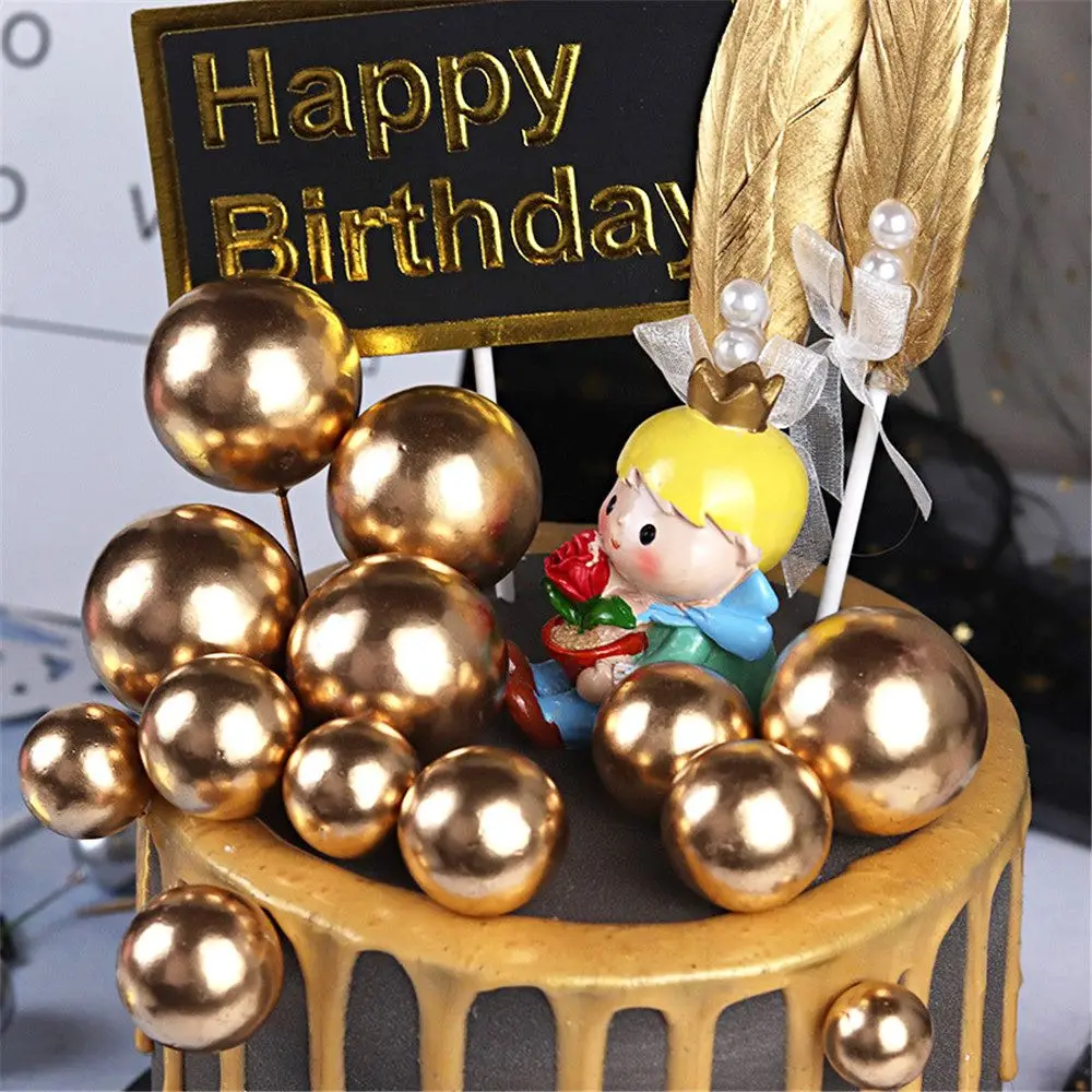 

10pcs/set Lovely Silver Gold Ball Cake Topper for Birthday Wedding Baby Shower Party Cake Decorations for Home Gifts