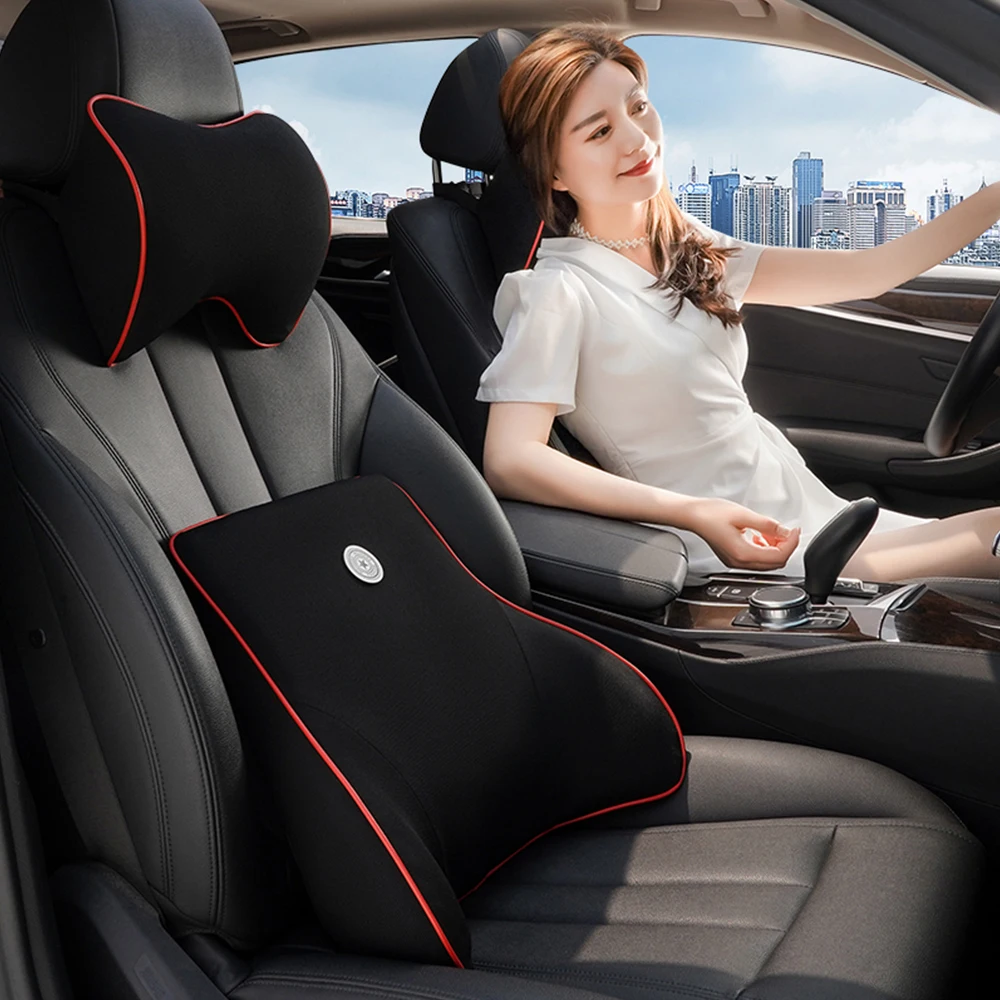 

2021 Car Neck Pillow Headrest In the Car Seat Lumbar Support Cushion Memory Foam Neck Pillows In Cars Relieve Back Pain