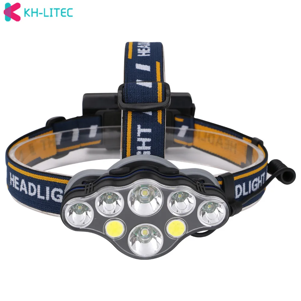 

LED Headlamp Rechargeable T6 COB 8 Modes Headlight Lamps 6000 Lumens Flashlight Zoomable Waterproof for Camping Fishing