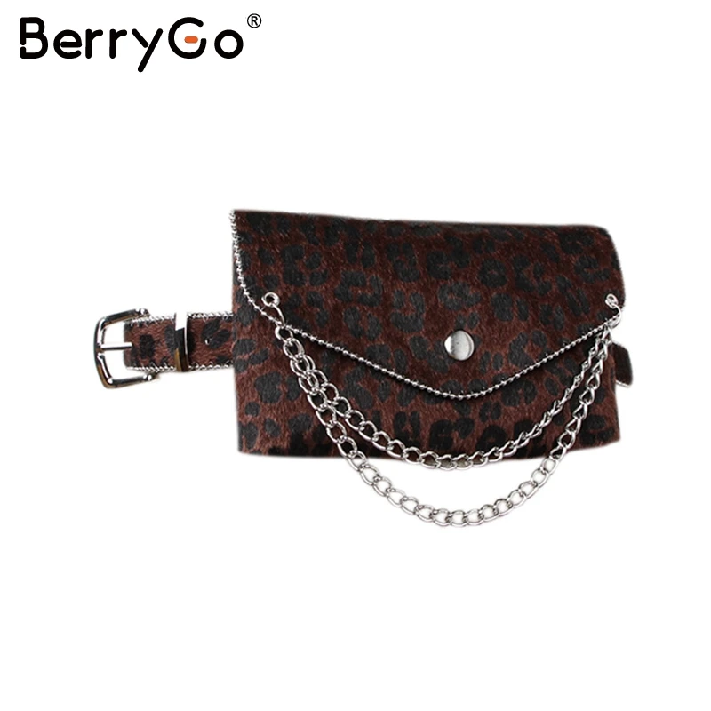 BerryGO, Леопардовый принт, поясная сумка для женщин, цепочка, пояс-кушак, поясная сумка, маленький чехол для телефона, сумка на пояс, поясная сумка, heupt - Цвет: Lightcoffee