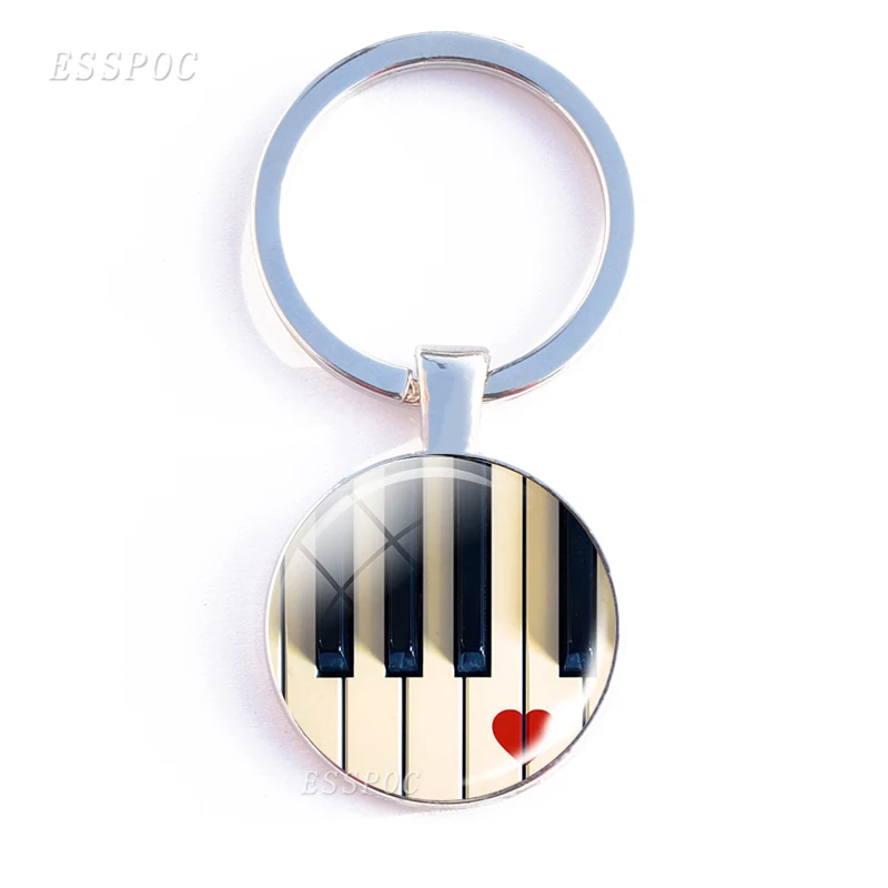 Музыкальный инструмент брелок изображение фортепиано двухстороннее стекло