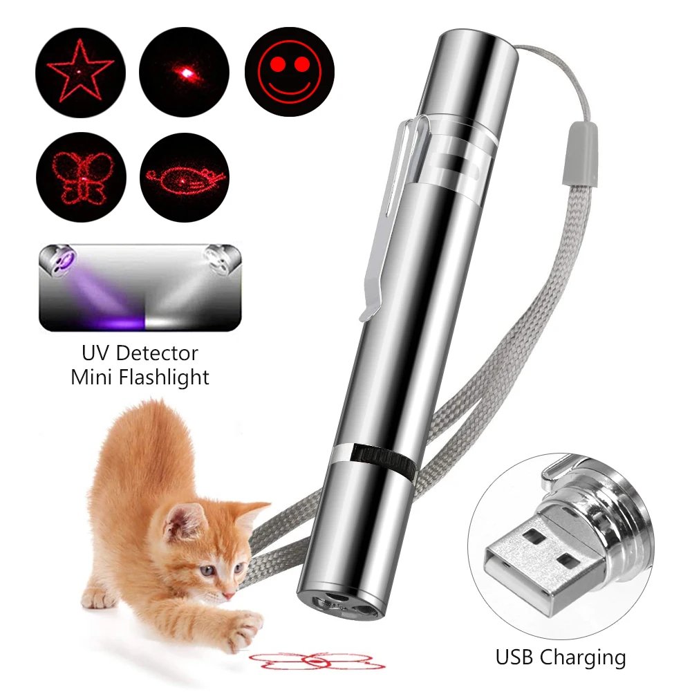 USB-зарядка красная лазерная указка карманная Зажимная ручка 3 в 1 и Белый