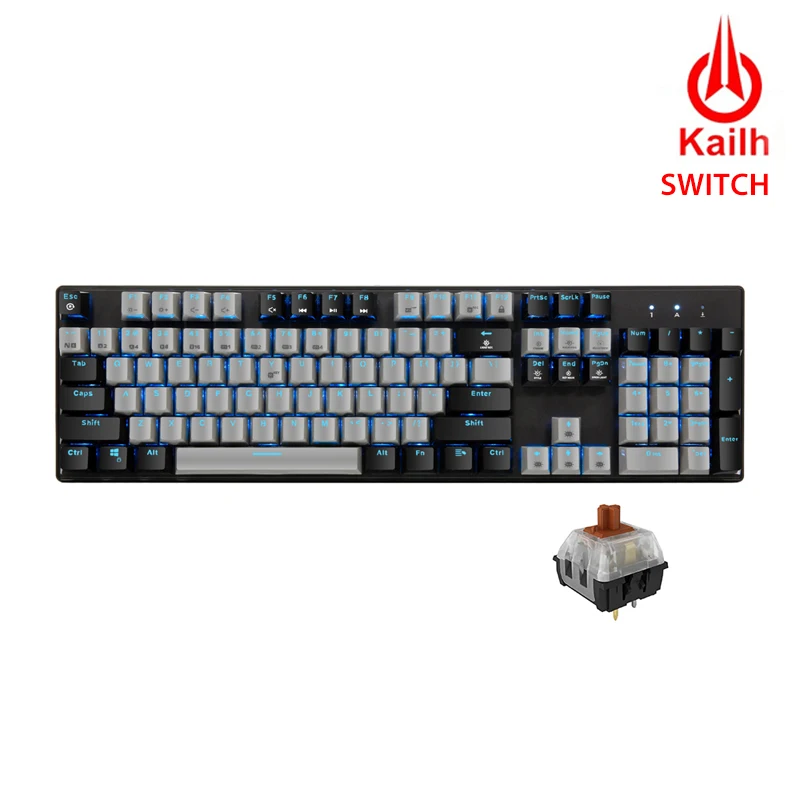 Brown Switch-GB Hexgeards GK706 Механическая игровая клавиатура kailh MX Синий переключатель 104 ключ Водонепроницаемость механическая клавиатура розовый - Цвет: Brown Switch-GB