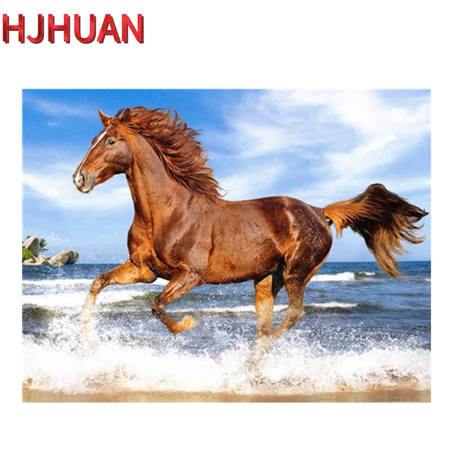 

New 5D crystal Animal art, running horse Round diamond painting DIY diamond painting embroidery Home Decor diamond mosaic gift
