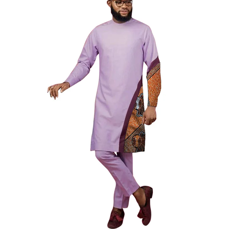 Рубашка Taro Мужская в стиле пэчворк с однотонными брюками Модный хлопковый топ