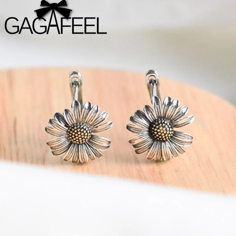 

GAGAFEEL Ретро Серебряная фотосессия женский лес подсолнух цветок 925 Серебряный Белый грибок фотоэлемент ювелирные изделия