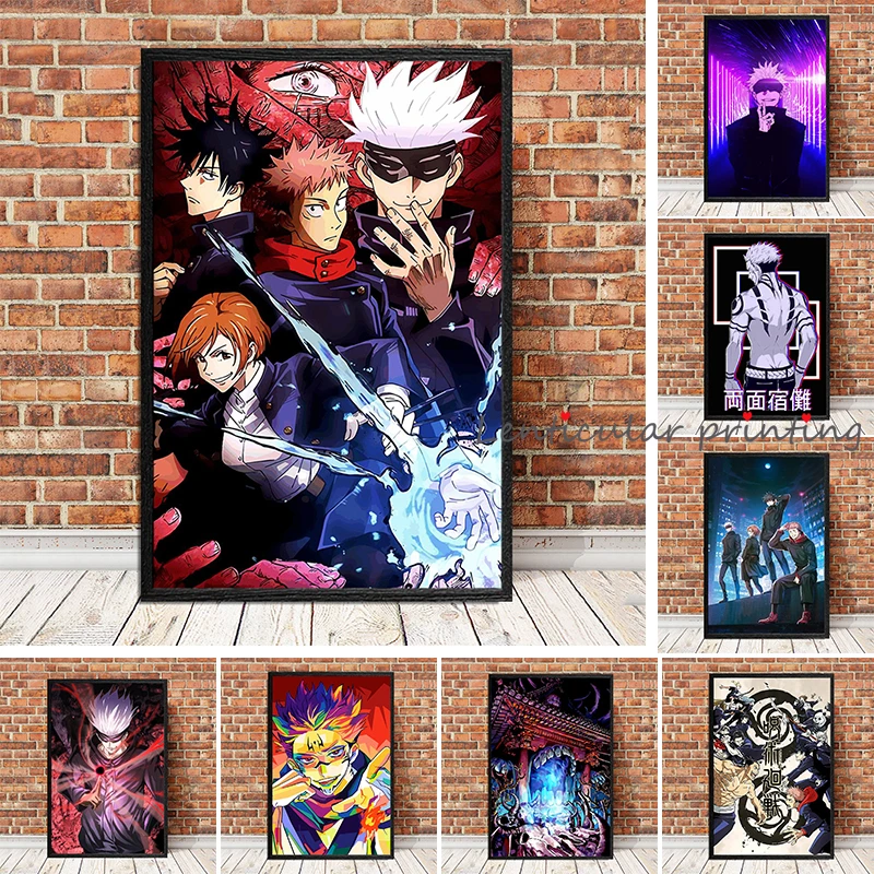 

20 Designs Jujustu Kaisen Anime Poster Animation Character Gojo Yuji Megumi Oil Painting Canvas Computer Background Wall Decor