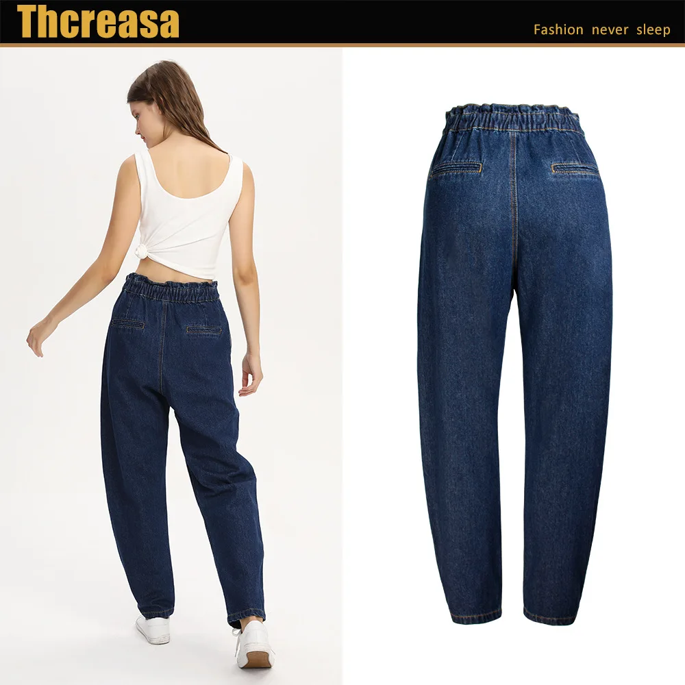 Свободные женские джинсы с высокой талией летние новые свободные штаны для папы |