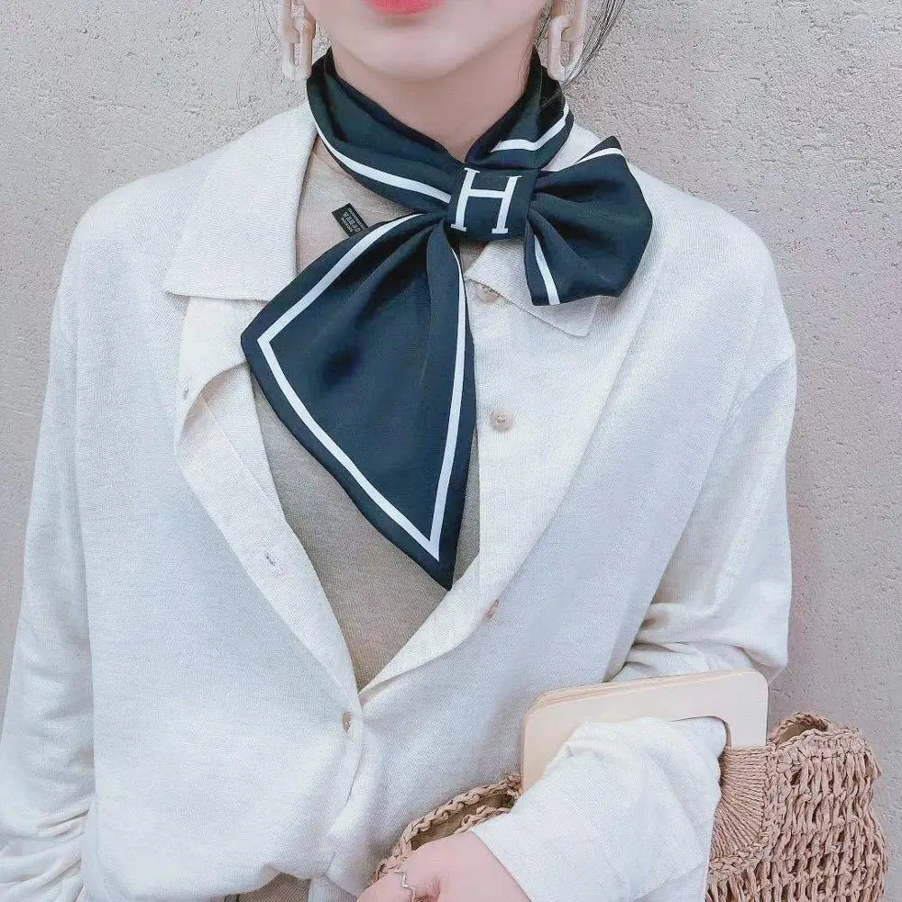 8 цветов выбор женский однотонный шарф для волос модные галстуки полосатые шарфы