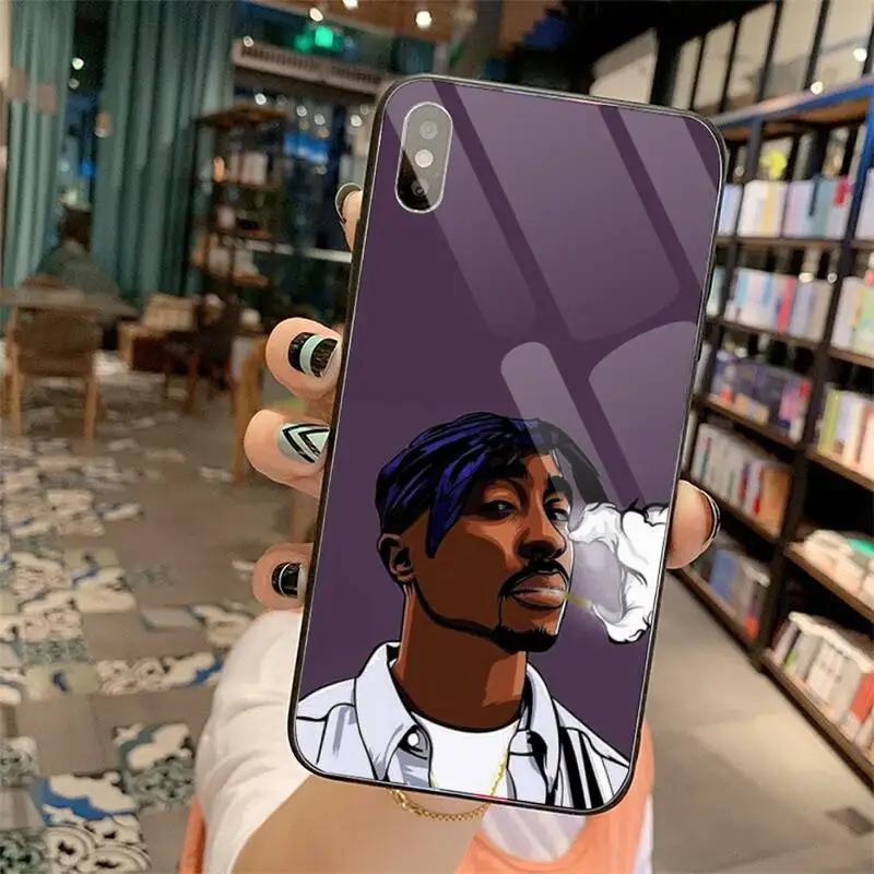 

Rapper 2pac Singer Tupac Phone Cases Tempered glass For iphone 5C 6 6S 7 8 plus X XS XR 11 PRO MAX