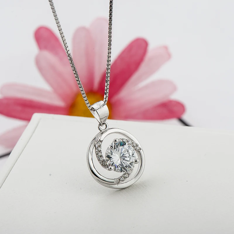 

DW37 S925 Sterling Silver Jewelry Female Pendant Necklace Love Promise Gift for Her 45cm Silver Chain with Box