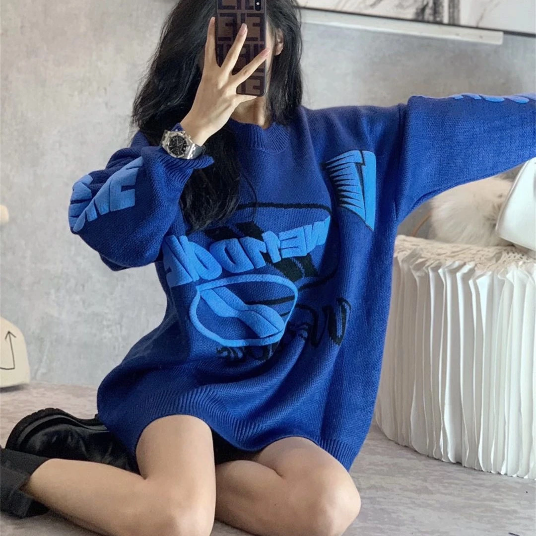 Женский вязаный свитер в стиле Харадзюку повседневный пуловер свободного покроя