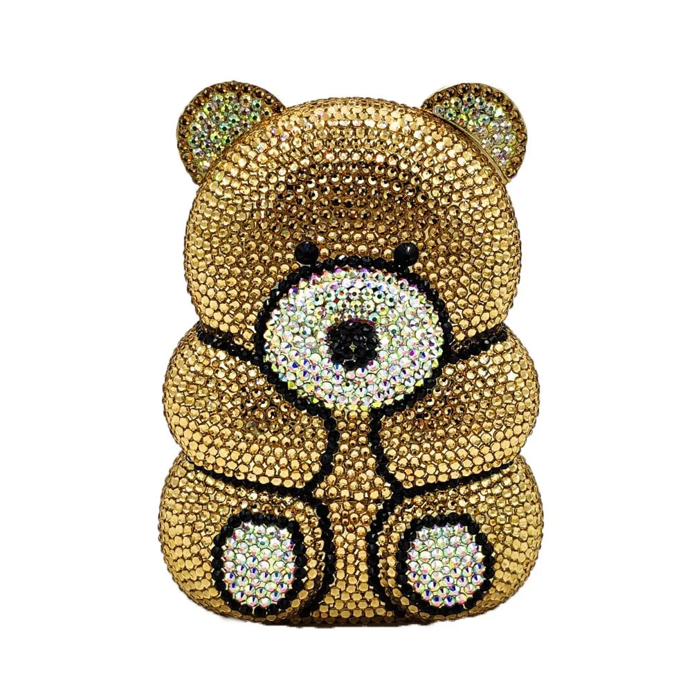 

2021 women's wedding diamond Mini Bear evening handbag glittering handbag Bracelet shoulder bag banquet party handbag