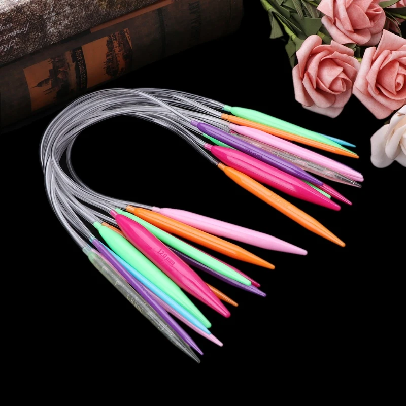 12x Plastic Circular Knitting Needle Crochet Set Craft Multicolor Tube 40cm 80cm Smooth Surface 100% Brand New And High Quality | Дом и сад