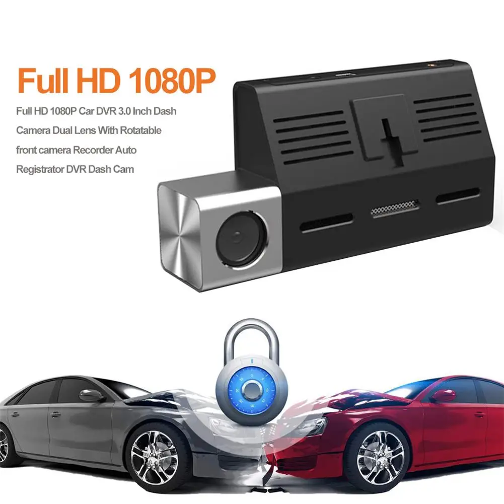 3 0 &quotFull HD 1080P видеорегистратор Автомобильный двойной объектив с поворотной