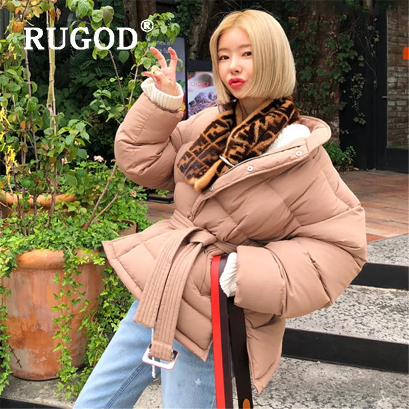 RUGOD, зимнее пальто для женщин, яркие цвета, однобортная туника с поясом, зимняя куртка, повседневная Толстая теплая парка с хлопковой подкладкой, ветровка
