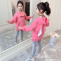 children clothing sets autumn spring girls sports suit long sleeve rabbit ear hoodie pants 2pcs girls clothes 6 8 9 10 12 years