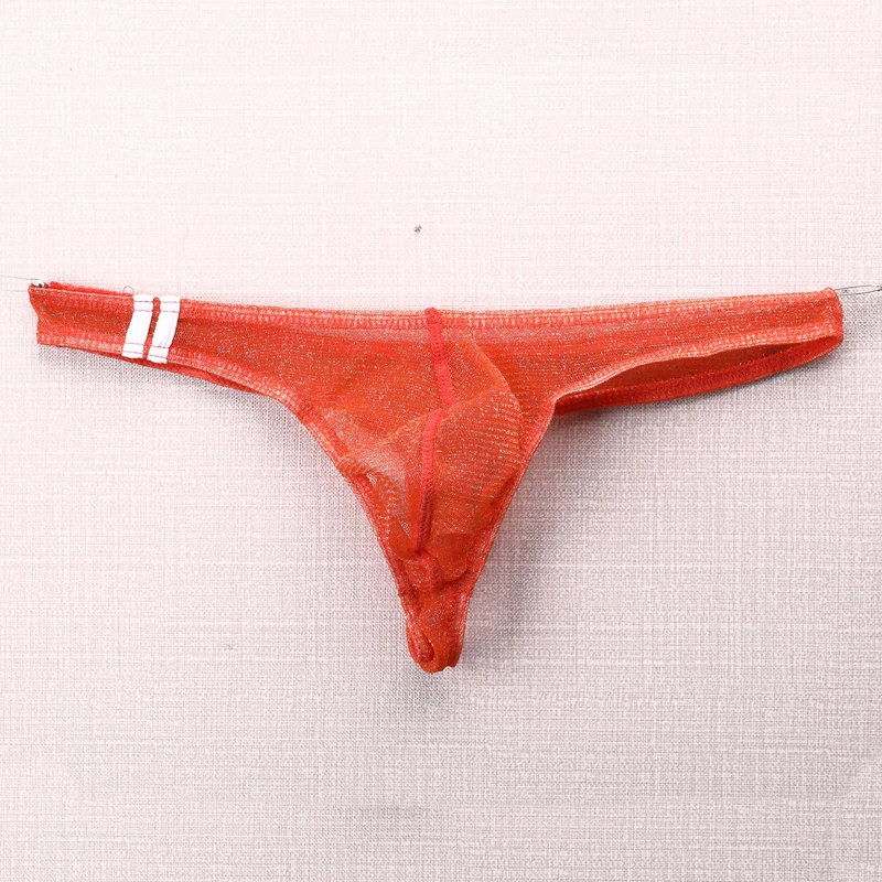 10PCS Lot Men's Underwear Thongs Pouch Briefs Solid Color Soft Low Rise Perspective Mesh G-string Bikini T-back Underpants