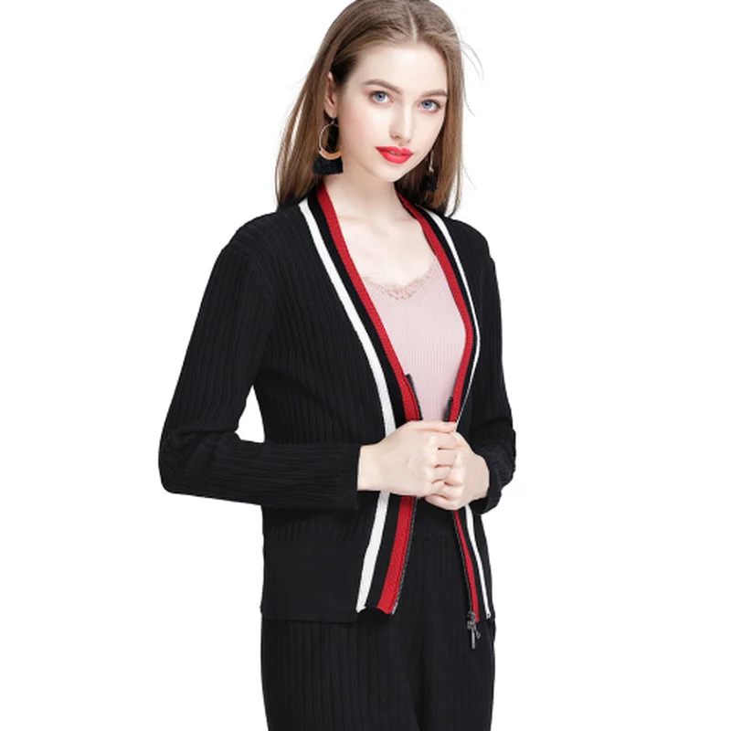 Кардиган женский свитер с длинным рукавом осеннее новое пальто v образным