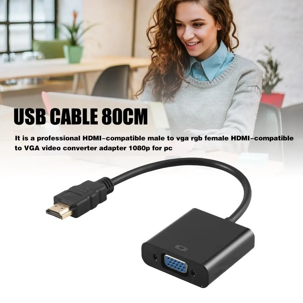 HDMI-compatible Male To VGA RGB Female Video Converter Adapter 1080P For PC Male-Female Display Devices Dropshipping