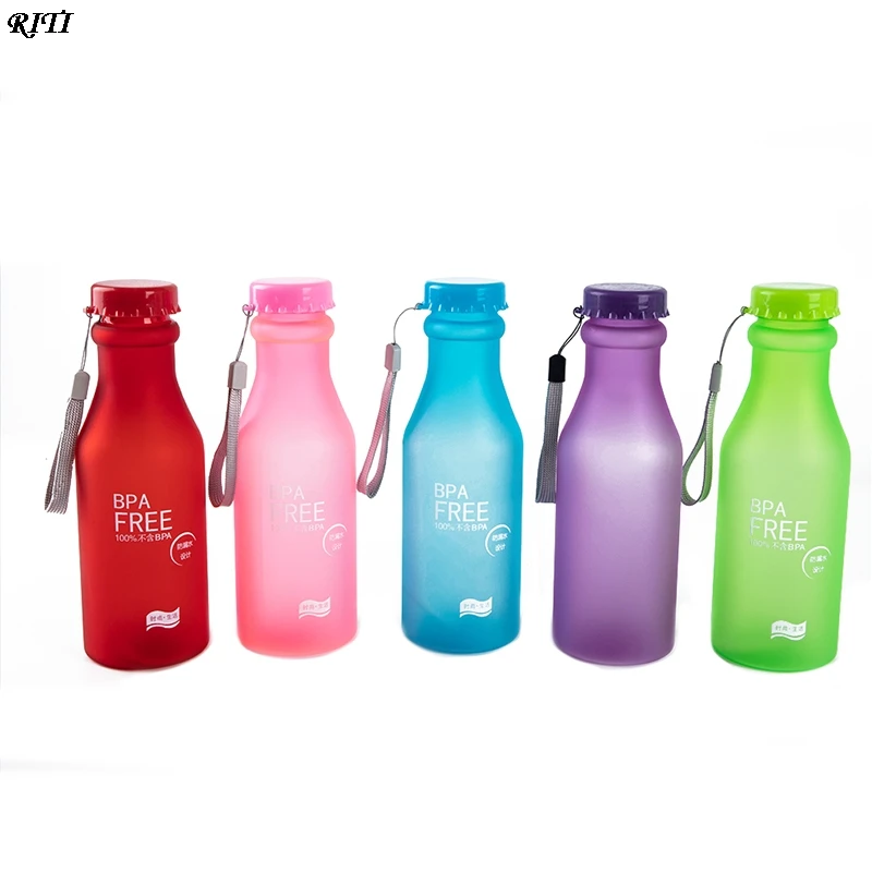 

1PC 550ML Portable Sling Transparent Matte Water Cup Candy Color Water Bottles Drinking Cup Kettle Outdoor Sports Water Bottle