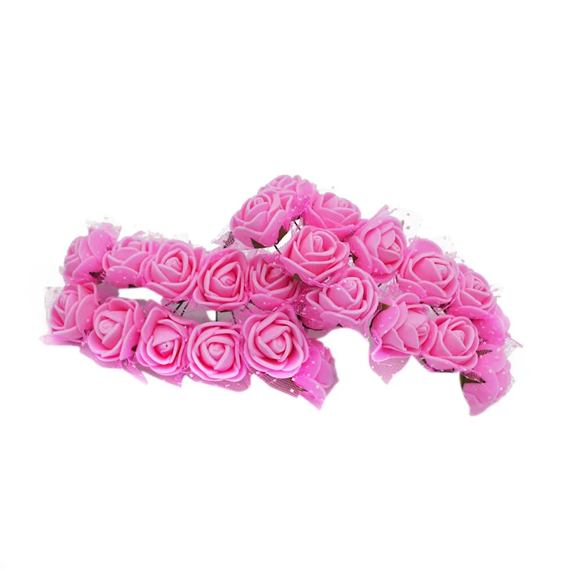 Silk pink 72/144 шт 2 см мини ПЭ пена Роза ручной работы Искусственные цветы Домашнее свадебное украшение автомобиля DIY Скрапбукинг венок искусственный цветок - Цвет: Silk pink