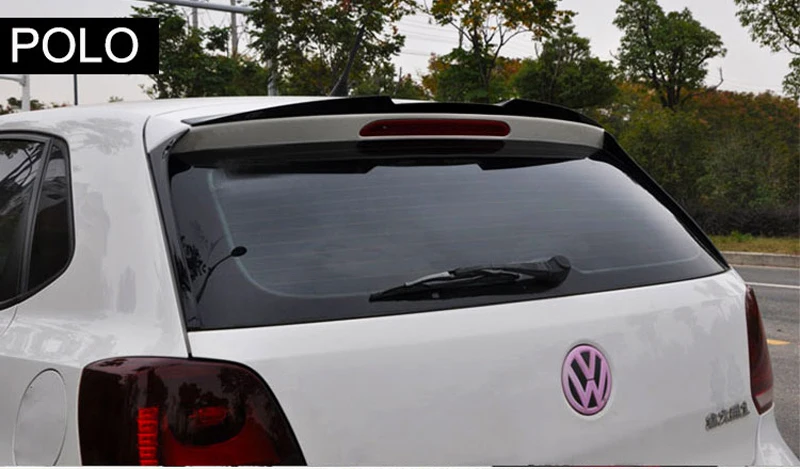 Для Volkswagen VW Polo спойлер 2010- ABS пластик глянцевый черный задний спойлер на крышу крыло багажника губы загрузки крышка автомобиля Стайлинг 3 шт