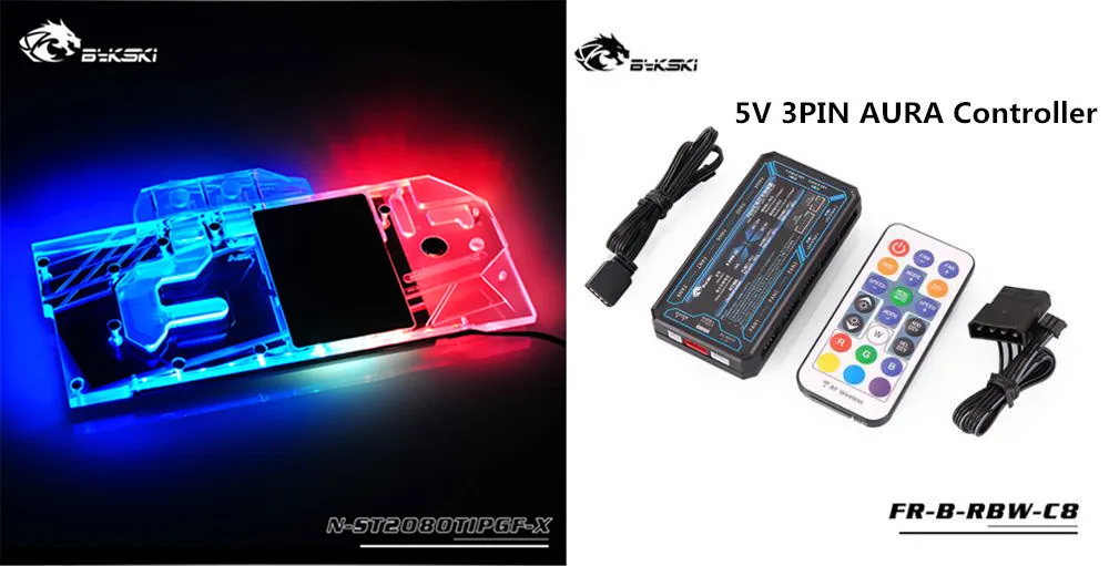 Block 5V Controller Bykski полный охват GPU водяной блок для VGA ZOTAC RTX 2080 TI AMP Экстремальный/Core видеокарта N-ST2080TIPGF-X - Цвет лезвия: Block 5V Controller