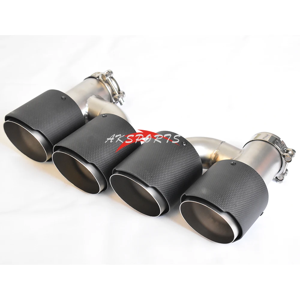 

2PCS Universal Dual H Style Matt Carbon Fiber Exhaust Tip Sandblast Stainless Steel Pipe Exhaust Tip for BMW Series With Logo