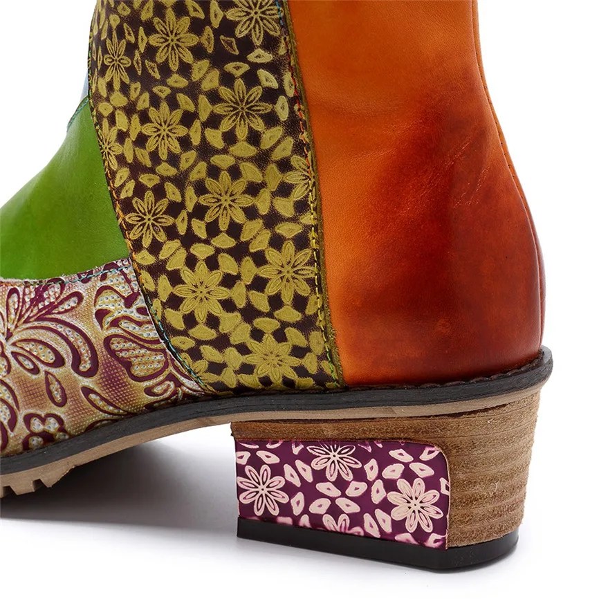 Сапоги до колена в богемном стиле женские высокие сапоги ретро с вышивкой и