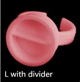 L With Divider 100 шт Розовый одноразовый Anel Batoque микроблейдинг тату чернила кольцо колпачок Пигментные чашки контейнер для клея держатель Прививка ресниц Средний - Color: L With Divider